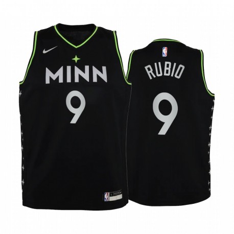 Minnesota Timberwolves Ricky Rubio 2020-21 Ciudad Negro Juvenil Camisetas -