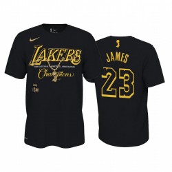 Los Ángeles Lakers LeBron James 2020 Nba Finals Campeones Camiseta Celebración Negro Colgante