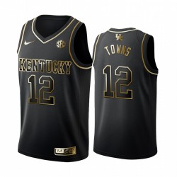 Kentucky Wildcats Karl-Anthony Towns Black Golden Edition Limited Camisetas College Basketball