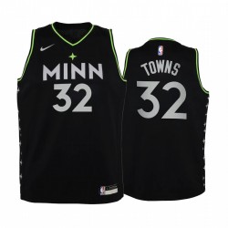 Minnesota Timberwolves Karl-Anthony Towns 2020-21 City Edition Negro Youth Camisetas - Nuevo uniforme