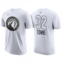 2018 All-Star Timberwolves Male Karl-Anthony Towns # 32 Blanco camiseta