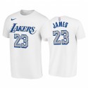 LeBron James 2020-21 Lakers # 23 City Edition Blanco camiseta Nuevo Logo Blue Silver