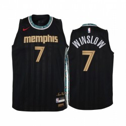 Justicia Winslow Memphis Grizzlies 2020-21 Ciudad Negro Juvenil Camisetas - Nuevo uniforme