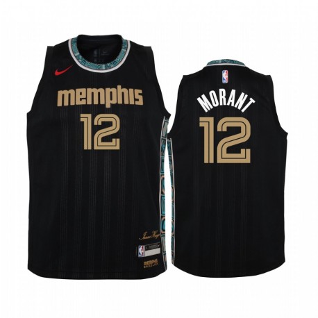 JA Morant Memphis Grizzlies 2020-21 Ciudad Negro Juvenil Camisetas - Regalo de Viernes Negro