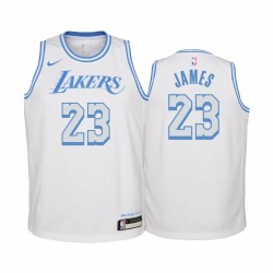 Los Ángeles Lakers LeBron James 2020-21 Ciudad Edition Blanco Juventud Camisetas - Nuevo uniforme