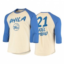 Joel Embiid y 21 76ers Top Scorer Crema Blue T-Shirt