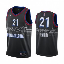 Filadelfia 76ers Joel Embiid 2020-21 Camisetas City Edition Black Boathouse Row