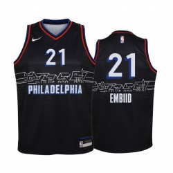 Joel Embiid Filadelfia 76ers 2020-21 Edición de la ciudad Camisetas jóvenes - Negro