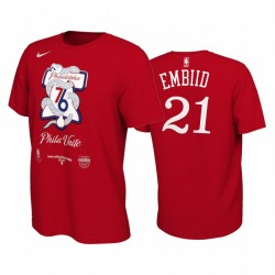 Joel Embiid Filadelfia 76ers 2020 Playoffs de la NBA Playofs Bound camiseta Red Mantr Power Phila Unite