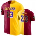 Lakers Male Lebron James y 23 Split Maroon Gold T-Shirt