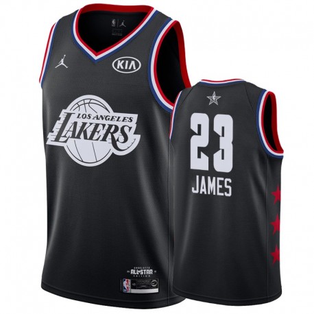 Hombres Los Angeles Lakers & 23 LeBron James 2019 Juego de All-Star Terminado Camisetas - Negro