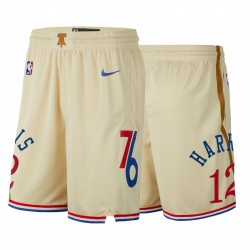 Tobias Harris Philadelphia 76ers y 12 crema 2020 pantalones cortos de la ciudad
