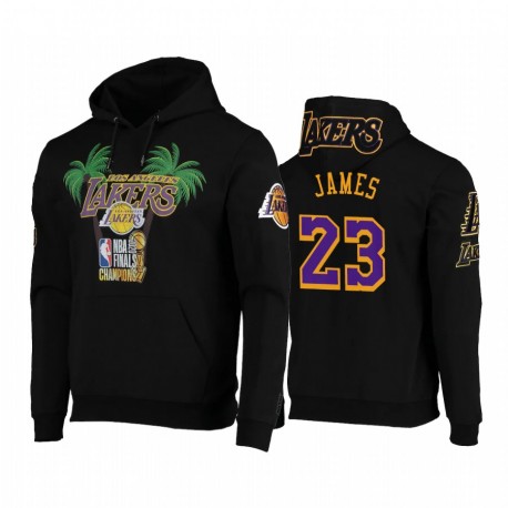 Lebron James Los Angeles Lakers 2020 NBA Finals Champions Palm Pullover Hoodie Black