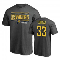 Hombres Myles Turner & 33 Pacers Heather Grey Noches Ene-Be-A T-shirt Wordmark