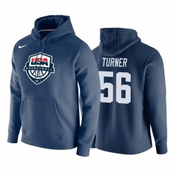 Hombres Myles Turner Team USA Navy Basketball Club Fleece Pullover Hoodie