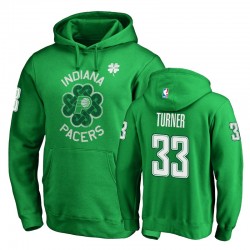 Hombres Indiana Pacers Myles Turner Green St. Patrick's Day Sudadera con capucha