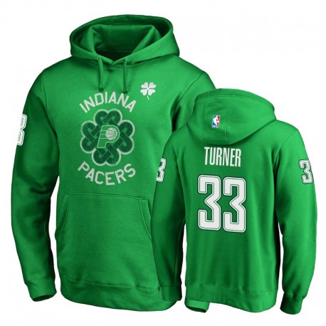Hombres Indiana Pacers Myles Turner Green St. Patrick's Day Sudadera con capucha