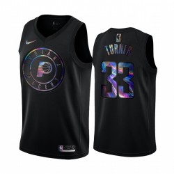 Indiana Pacers Myles Turner # 33 Camisetas Iridiscente Holográfico Negro Edition Limited