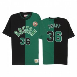 Marcus Smart Boston Celtics # 36 Negro Green Split Color T-Shirt