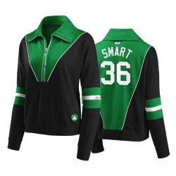 Mujeres Celtics Celtics Marcus Smart Wear por Erin Andrews Negro Slim Fit Colorblocked Chaqueta