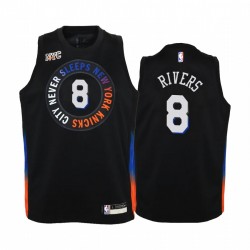 New York Knicks Austin Rivers 2020-21 City Edition Black Youth Camisetas & 8