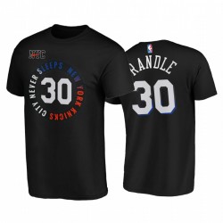 Julius Randle 2020-21 Knicks & 30 City nunca dormir camiseta negra