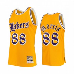 Los Ángeles Lakers Markieff Morris y 88 Viejas camisetas inglesas amarillas