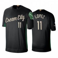 Bucks Brook Lopez 2020 City Edition 2.0 Tiro de la camiseta negra