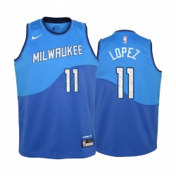 Milwaukee Bucks Brook Lopez 2020-21 City Edition Blue Youth Camisetas - Nuevo uniforme