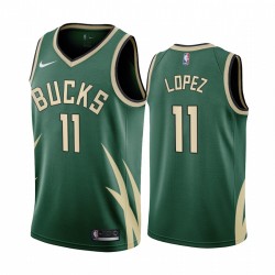 2020-21 Milwaukee Bucks Brook Lopez Ganed Edition Green & 11 Camisetas