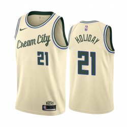 Jrue Holiday Milwaukee Bucks 2020-21 Crema City Edition Camisetas 2020 Trade