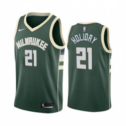 Jrue Holiday Milwaukee Bucks 2020-21 Green Icon Edition Camisetas 2020 Trade