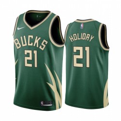 2020-21 Milwaukee Bucks Jrue Holiday Edition Green Edition Green # 21 Camisetas