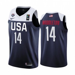 2019 FIBA ​​Basketball World Cup EEUU Team Khris Middleton Navy Men's Camisetas