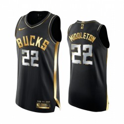 Khris Middleton Milwaukee Bucks 2020-21 Negro Golden Edition Camisetas Authentic Limited
