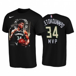 Giannis Antetokounmpo & 34 Bucks 2nd Straight NBA MVP premios Edición Edición Negro Camiseta