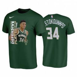 Giannis Antetokounmpo y 34 dólares 2020 NBA Jugador defensivo de la NBA Camiseta verde