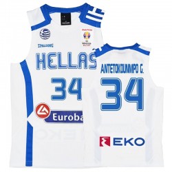 2019 FIBA ​​Baloncesto Mundial Copa Greece Giannis Antetokounmpo Blanco Inicio Camisetas