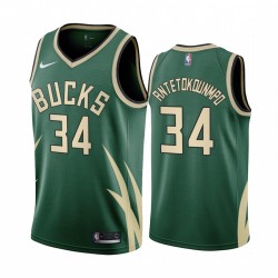 2020-21 Milwaukee Bucks Giannis Antetokounmpo Edición ganada Green & 34 Camisetas