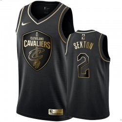 Hombres Cleveland Cavaliers Collin Sexton Negro # 2 Golden Edition Swingman Camisetas