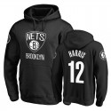 Hombre Brooklyn Nets Joe Harris y 12 Negro Pullover Logo Principal Logo Hoodie