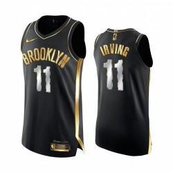 Kyrie Irving Brooklyn Nets 2020-21 Black Golden Edition Camisetas 2x Champs Authentic