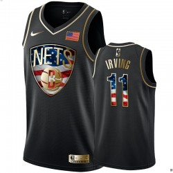 Men's Brooklyn Nets Kyrie Irving Negro # 11 Día de la Independencia Camisetas