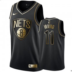Men's Brooklyn Nets Kyrie Irving Negro # 11 Golden Edition Camisetas