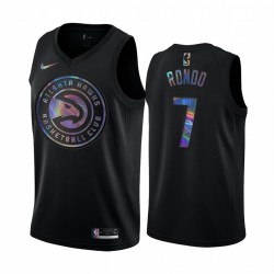 Atlanta Hawks Rajon Rondo # 7 Camisetas Iridiscente Holográfico Negro Edición Limitada