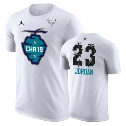 Bulls Michael Jordan 2019 Juego All-Star The Buzz Side Sweep Name & Number Men's T-Shirt - Blanco