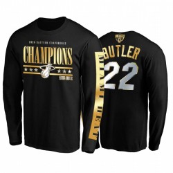 Miami Heat & 22 Jimmy Butler 2020 Eastern Conference Champs Black T-Shirt Golden Edition
