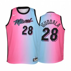 Miami Heat Andre Iguodala 2020-21 Ciudad azul Pink Camisetas Jóvenes - Arco iris