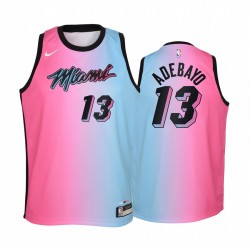Miami Heat Bam Adebayo 2020-21 Ciudad azul Pink Camisetas Jóvenes -