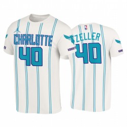 Cody Zeller 2020-21 Hornets # 40 Blanco Association T-Shirt Vintage Double Pinstrips